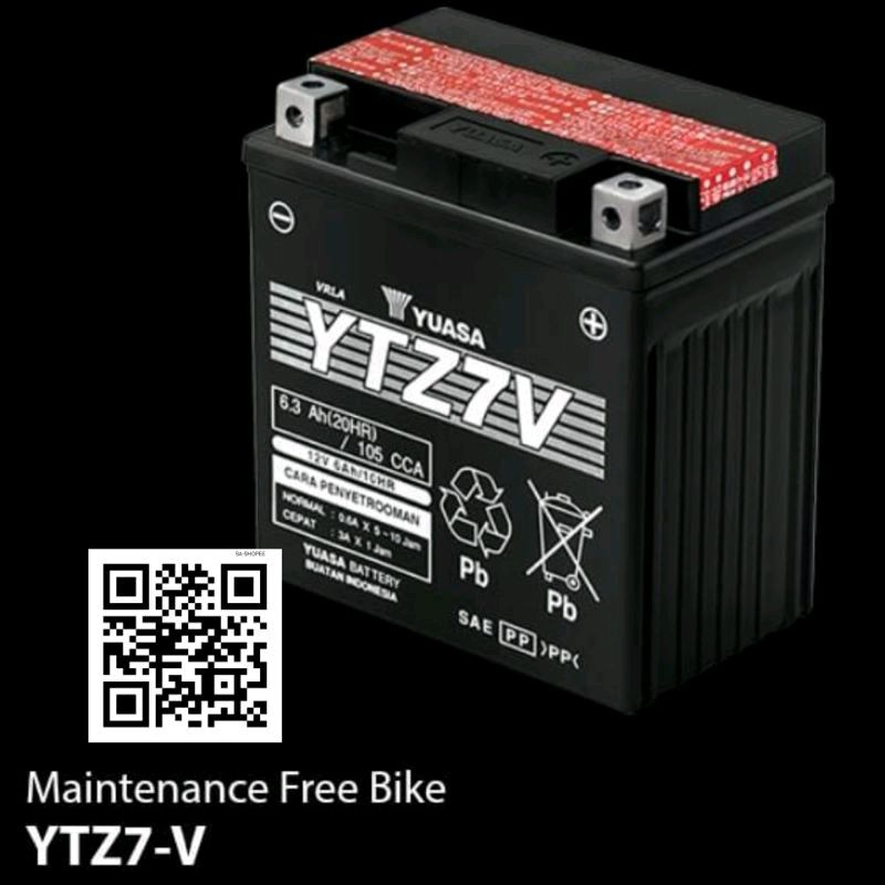 aki kering yuasa YTZ7V 12v 6Ah aki motor NMAX  lexi