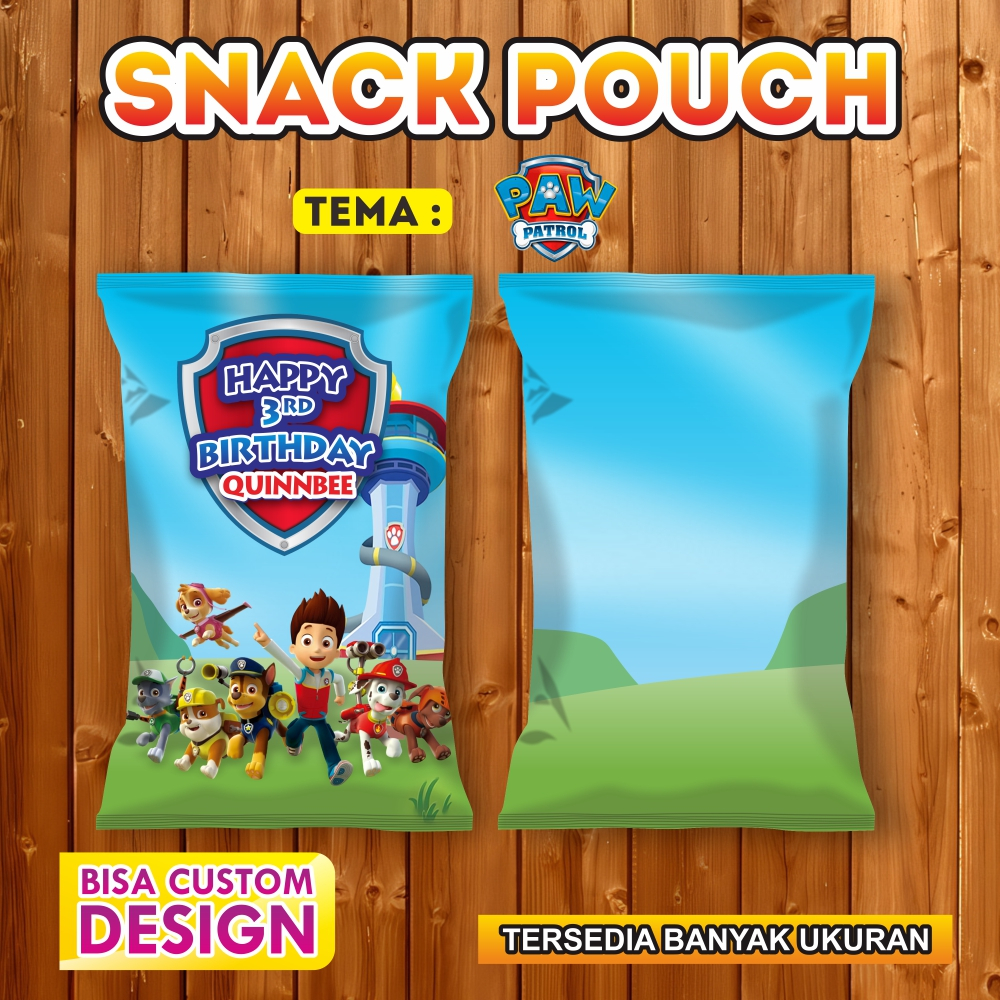 

Snack Pouch Jumbo|Pouch Ultah|Kemasan Snack Ulang Tahun|Birthday Snack Pouch (Gratis Design) - PAW PATROL