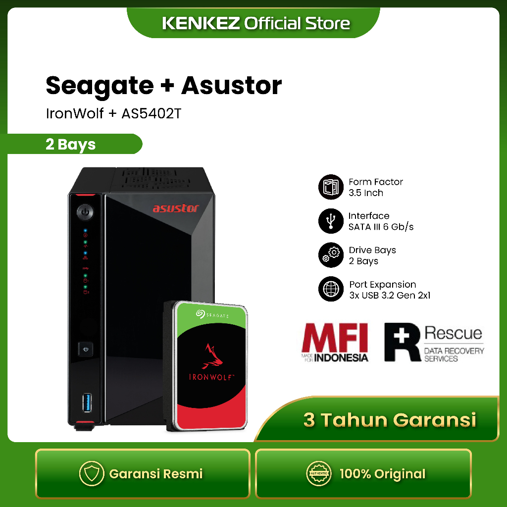 [Bundle] Seagate IronWolf HDD / Hardisk NAS + ASUSTOR AS5402T