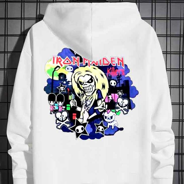 Jaket Hoodie Iron Maiden X Killers Tokidoki Album Hoodie White Casual Unisex Bahan Katun