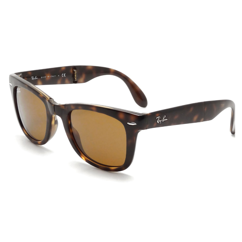 Ray-Ban Sunglass Wayfarer Folding RB 4105 710/50 50 Polished Light Havana w/ Brown Classic B-15