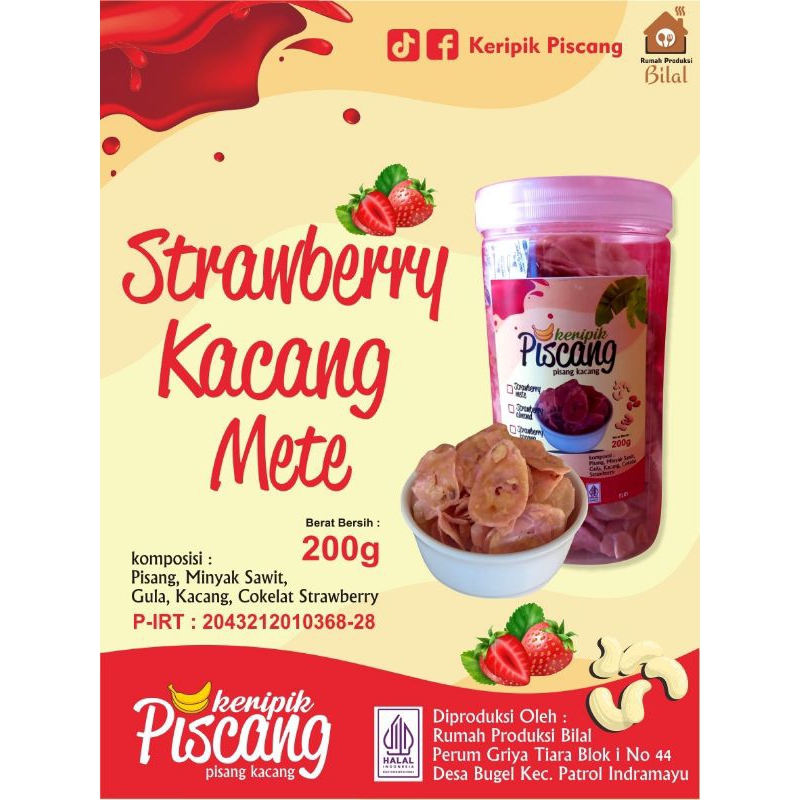 

keripik piscang strawberry mete