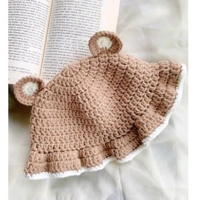 Bucket Hat Crochet Bear - Topi rajut beruang - Bucket Hat NCT Haechan