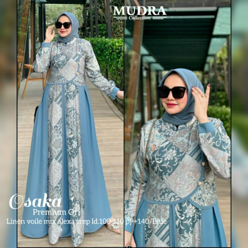 new**OSAKA gamis maxy premium dress**bahan linen voile mix alexa crepe*by Mudra collection