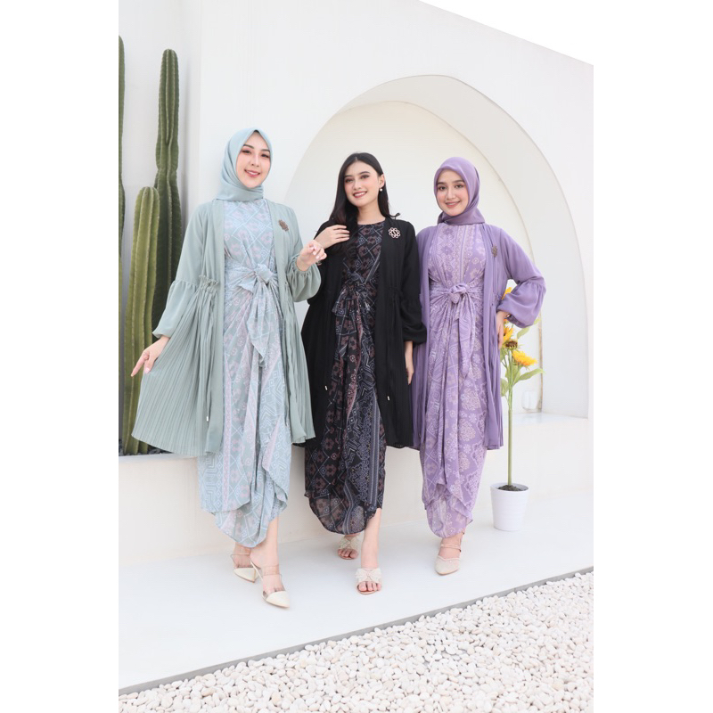 ZALVA  SET KAFTAN | SET KAFTAN IKAT CERUTI MOTIF PLISKET GIES 168 | KAFTAN PREMIUM