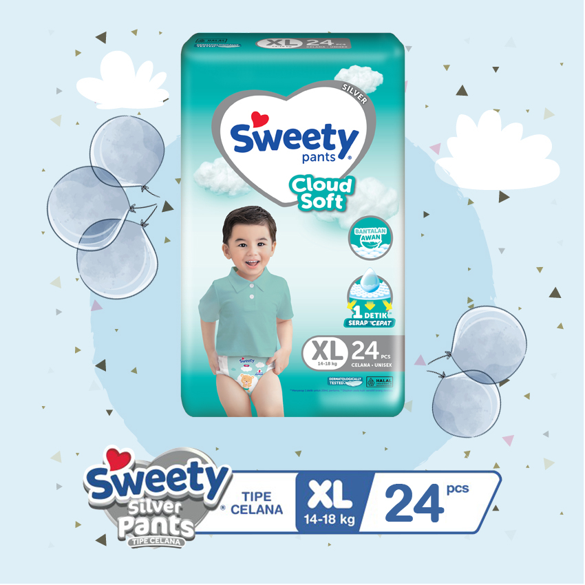 Sweety Silver Pants XL24 - Sweety Popok Celana Silver XL 24