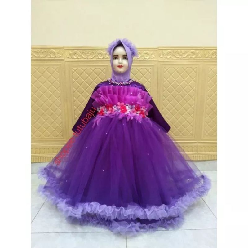 Gaun pesta muslimah cantik free bando