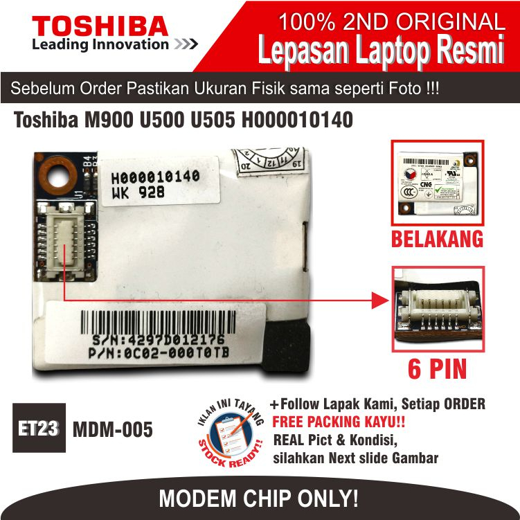 ET23 MDM-TOS-4 Internal Modem Card Modem Chip Laptop Notebook Netbook Toshiba Satellite M900 U500 U5