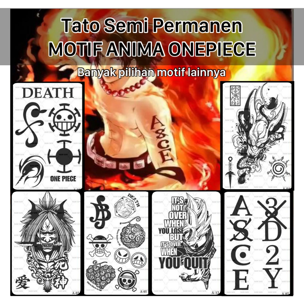 RainTatoEx-Stiker Tato temporer Seri Animasi Onepiece & Naruto / Tato Temporer Tato Motif Animasi / 
