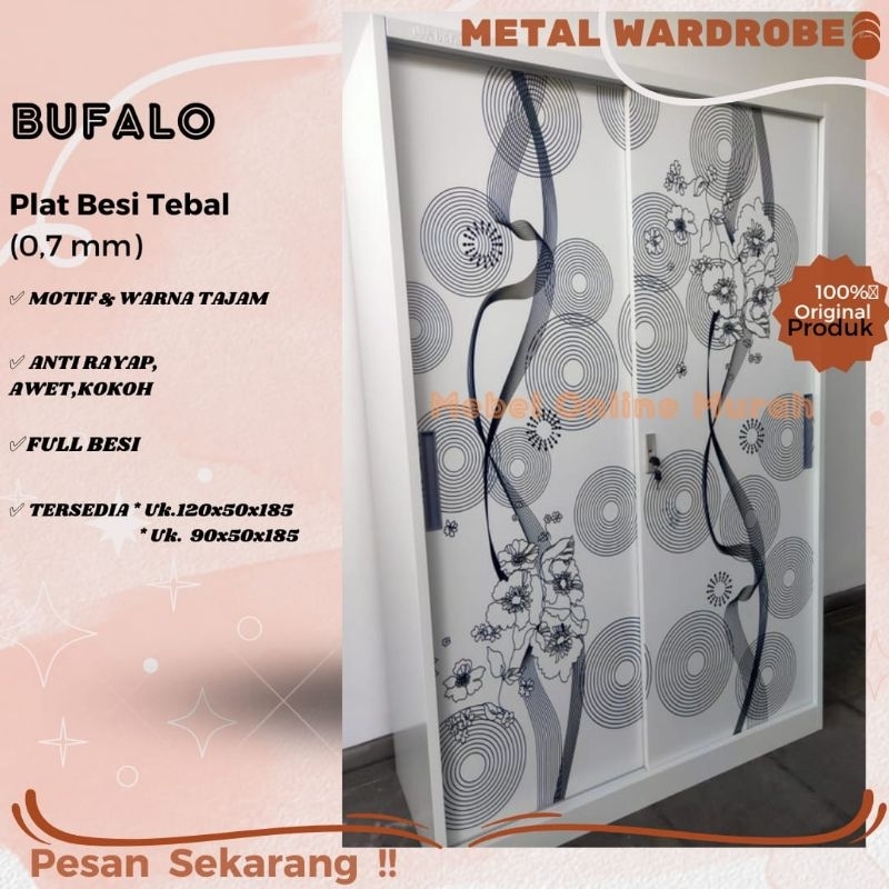 LEMARI BAJU BESI/Lemari pakaian besi/Lemari baju sliding import/Almari pakaian besi