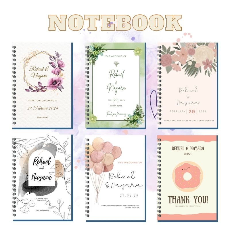 

SOUVENIR PERNIKAHAN KHITANAN ACARA KAMPUS ATAU KANTOR NOTEBOOK COSTUM UK A6 isi 30 lembar MURAH KARAWANG