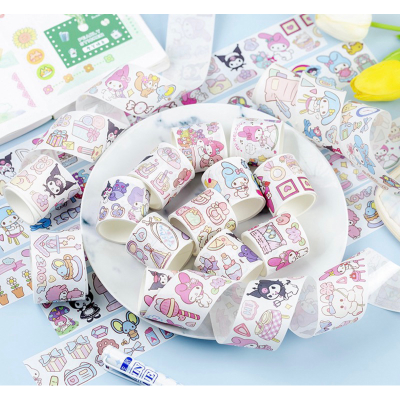 

selotip/washi tape 3 cm glitter stiker sanrio viral hello kitty kuromi melody lucu