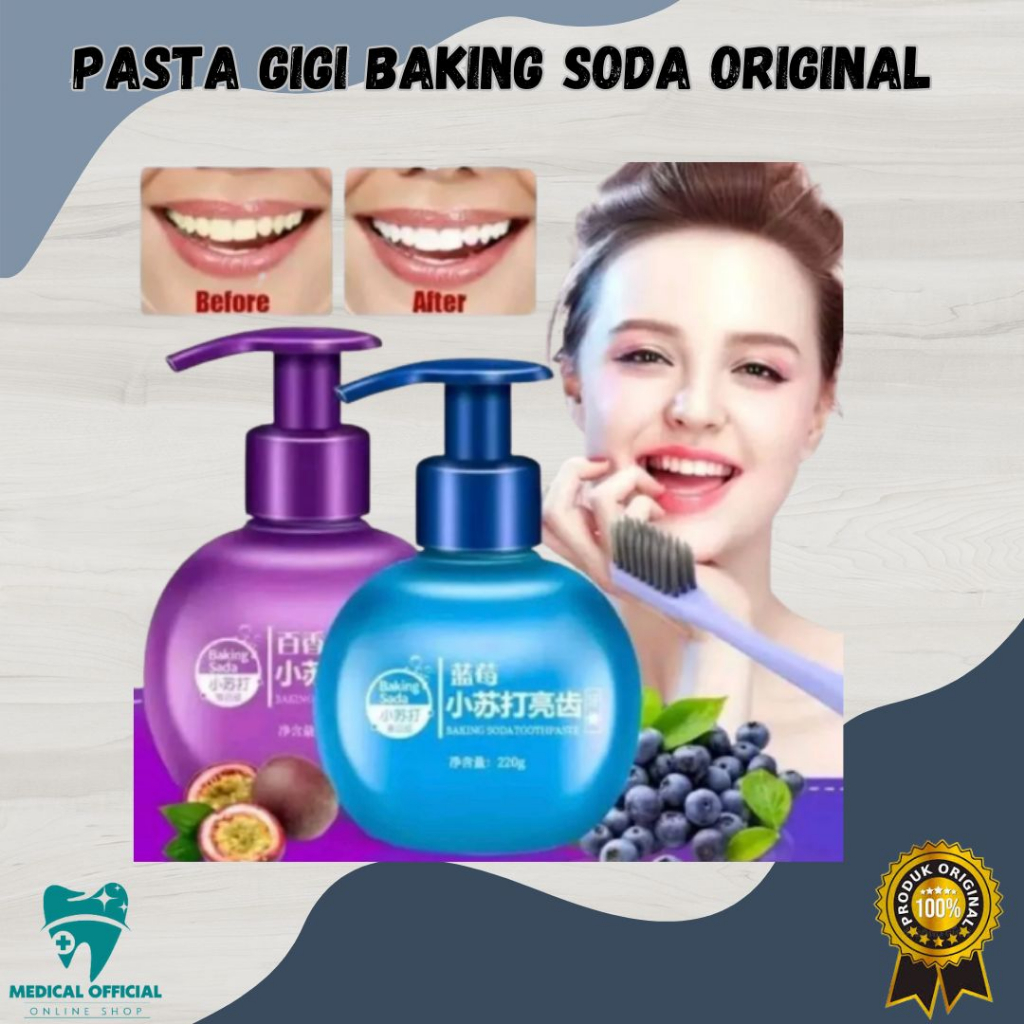 Pasta Gigi - Odol Pemutih Gigi - Baking Soda Removal Whitening Toothpaste Fruit