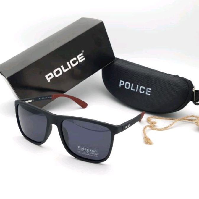 Kacamata Pria Police 1043 Polarized - Kacamata Fashion Anti UV - Warna Hitam Merah