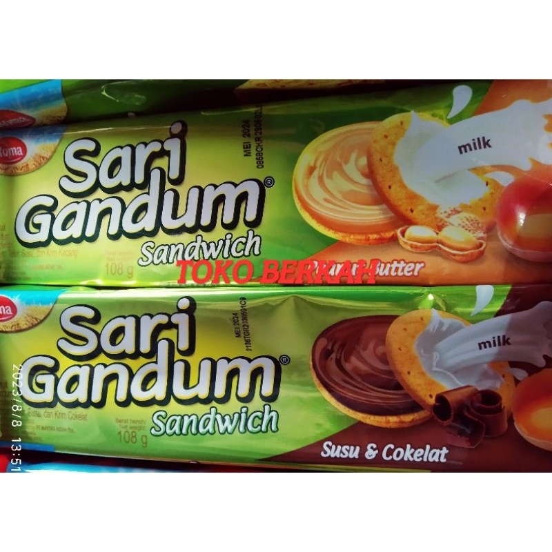 

Roma sari gandum 104g coklat dan kacang