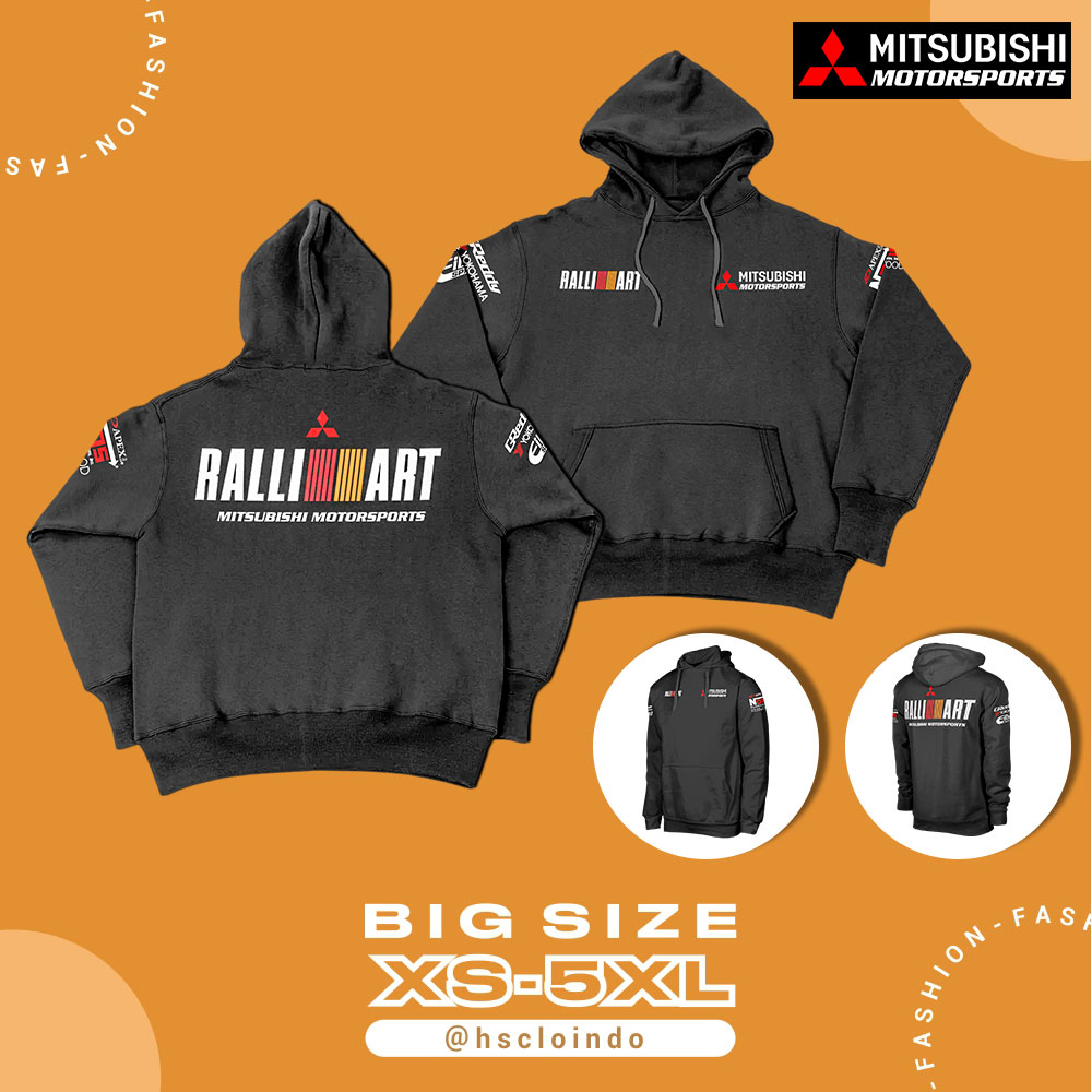 Jaket HOODIE JUMPER Mitsubishi Ralliart Motorsport Rally Offroad Big Size Bahan Fleece Ukuran Jumbo 