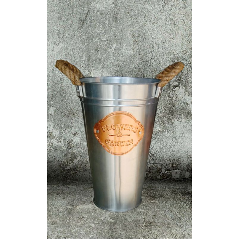 VAS BUNGA T30 PEGANGAN TALI | EMBOS FLOWERS & GARDEN | POLOS ALUMINIUM SILVER