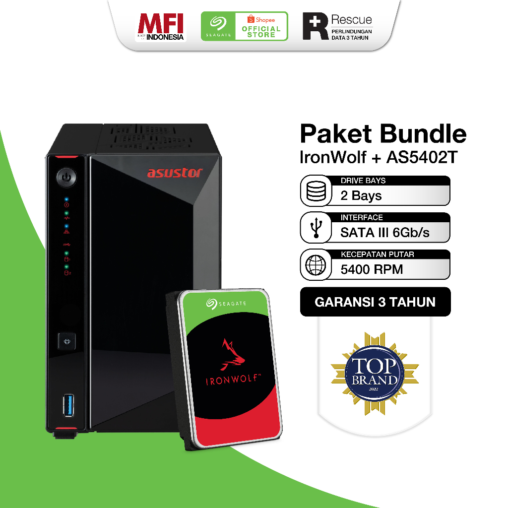 [Bundle] Seagate IronWolf HDD / Hardisk NAS + ASUSTOR AS5402T
