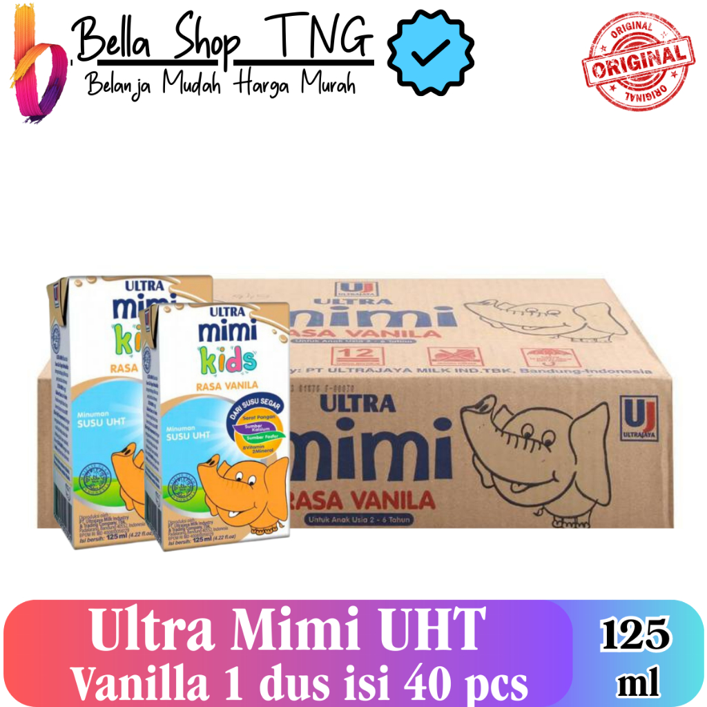 

Ultra Jaya Milk Mimi Rasa Vanila Susu UHT 125 ml 40 Pcs / 1 Karton