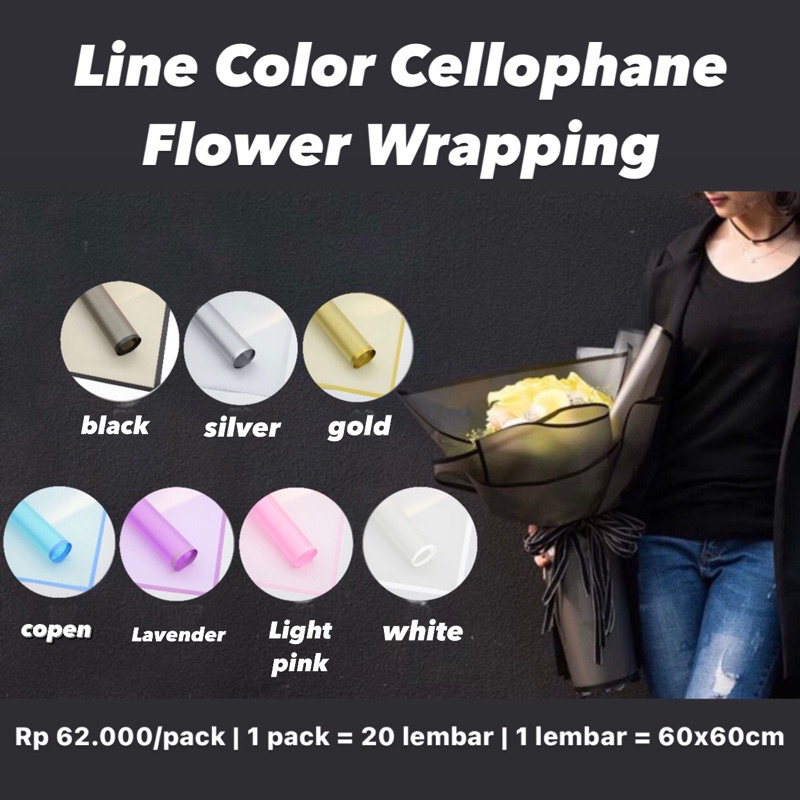 

Kertas Cellophane Buket Bunga [Line Color] Flower Wrapping Paper Celophane / Chellophane Murah untuk Snack Uang