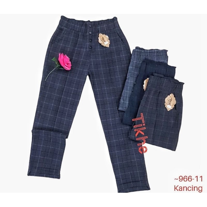Celana wanita kotak kotak import terbaru