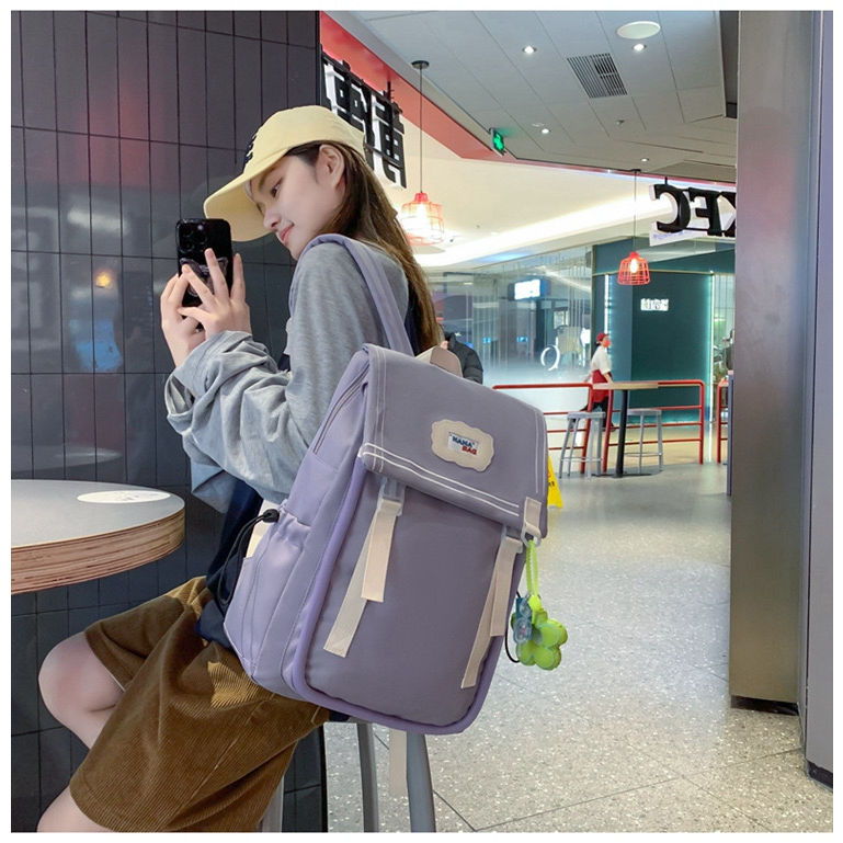 Mores Tas Ransel Laptop Wanita Pastel Nana Korean Nilon backpack Import polos Tas sekolah laptop lucu kuliah remaja