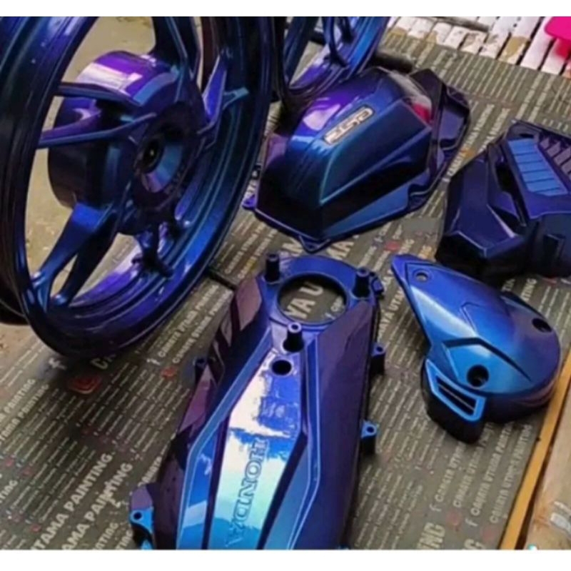 CAT BUNGLON BLUE RED PURPLE 3 WARNA DASAR HITAM CAT MOBIL MOTOR