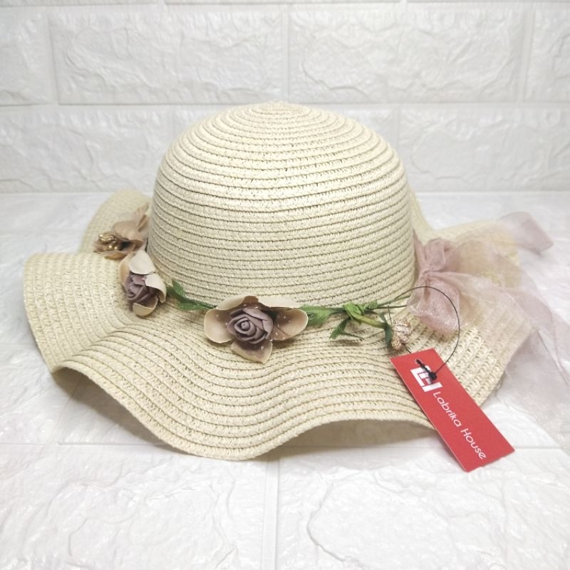 Topi Pantai Anak Perempuan Pita Rotan / Topi Anak Perempuan Labrika House
