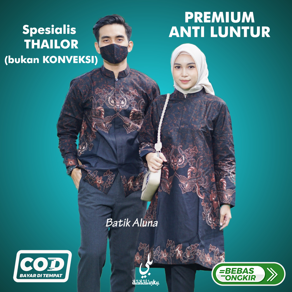 Batik Couple Pasangan Kondangan Baju Batik Aluna Couple Modern Premium