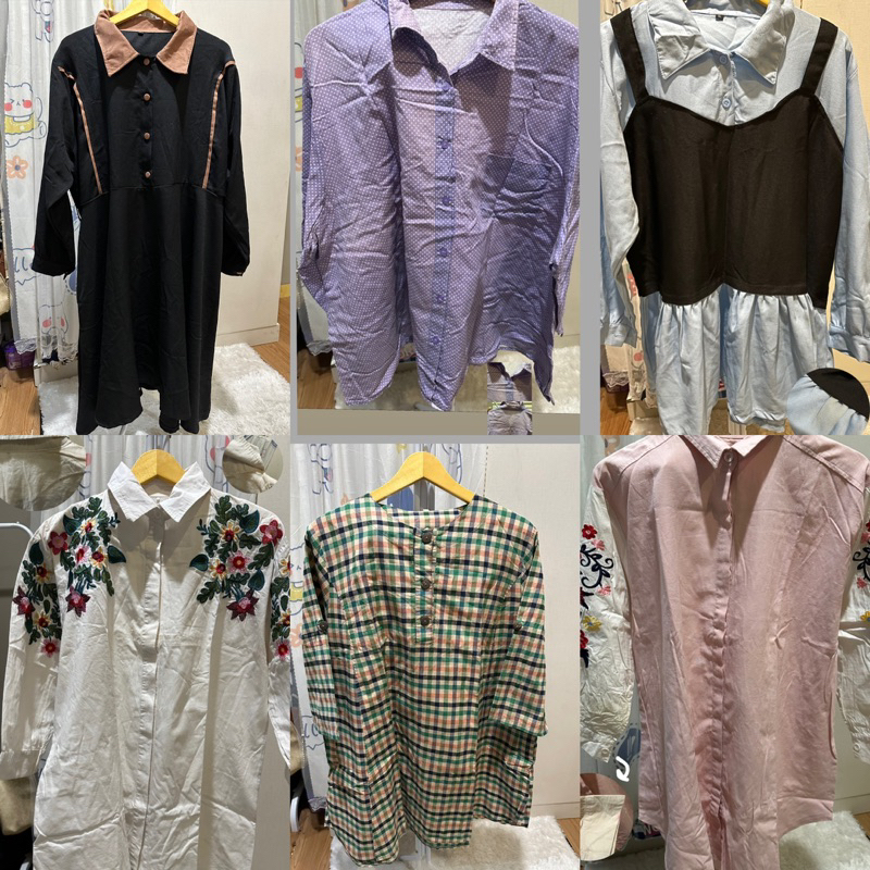 [PRELOVED] Atasan blouse tunik kemeja dress wanita jumbo super jumbo simple basic kerja warna hitam 