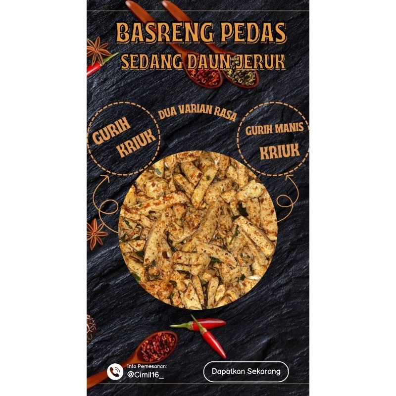 

Basreng viral kiloan Pedas sedang daun jeruk
