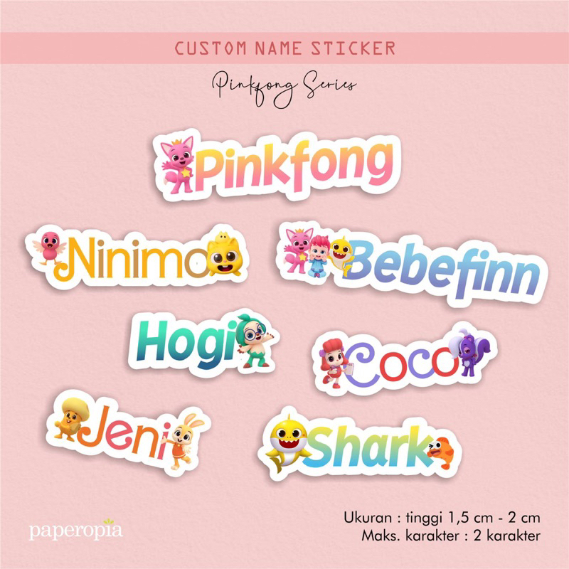 

stiker nama custom lucu label sticker waterproof onepiece, pinkfonk isi30-60pcs