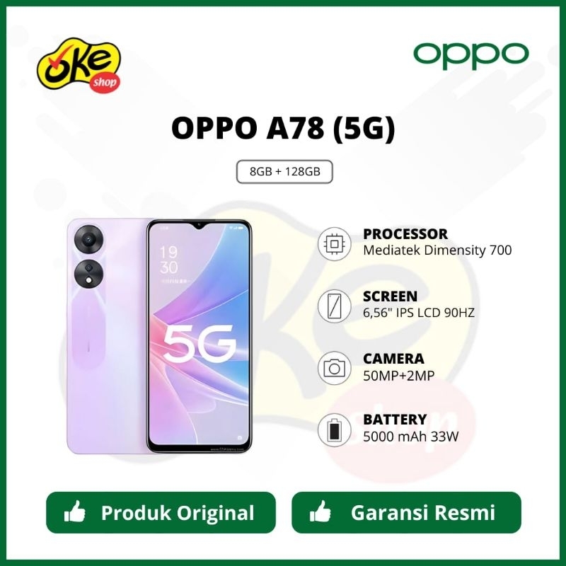 OPPO A78 5G (8GB/128GB) - Smartphone - Garansi Resmi OPPO