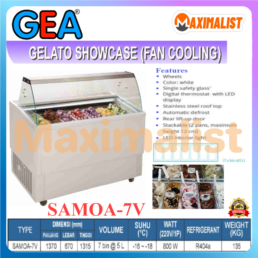 GEA SAMOA-7V Gelato Show case / Ice cream show case / pemajang ice cream gelato / Gelato Showcase Fa