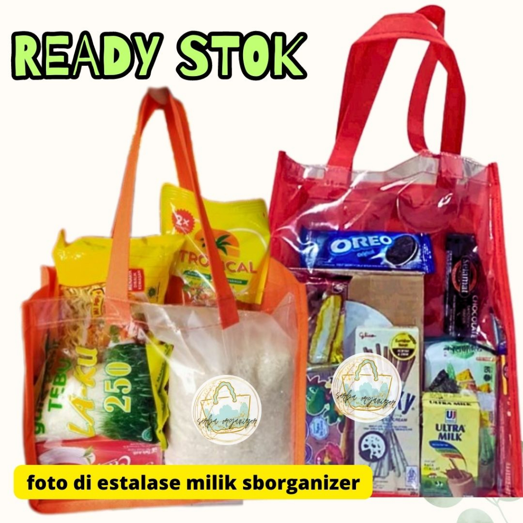 25x10x20 Tas kain spounbond mika, tas kain sponbond goodie bag, totebag , paket sembako murah , tas 