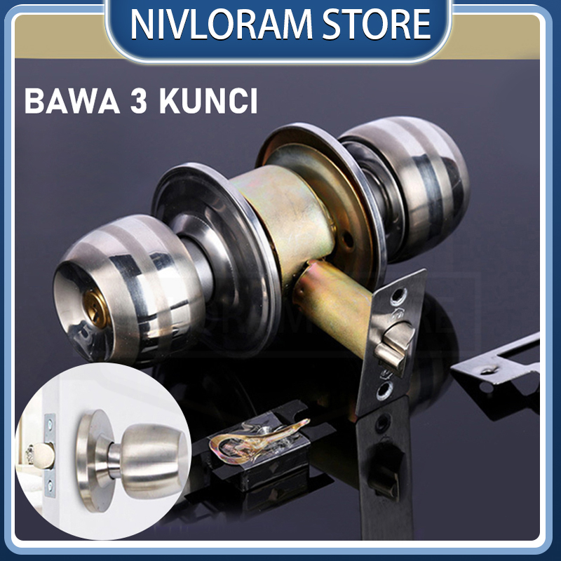 Kunci Bulat Handle Gagang Pintu Kamar Mandi Silinder Kunci Pintu Kamar Mandi Bulat Bagus Anti Karat