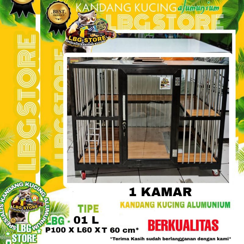 kandang kucing alumunium 1 Pintu/kamar/ tingkat