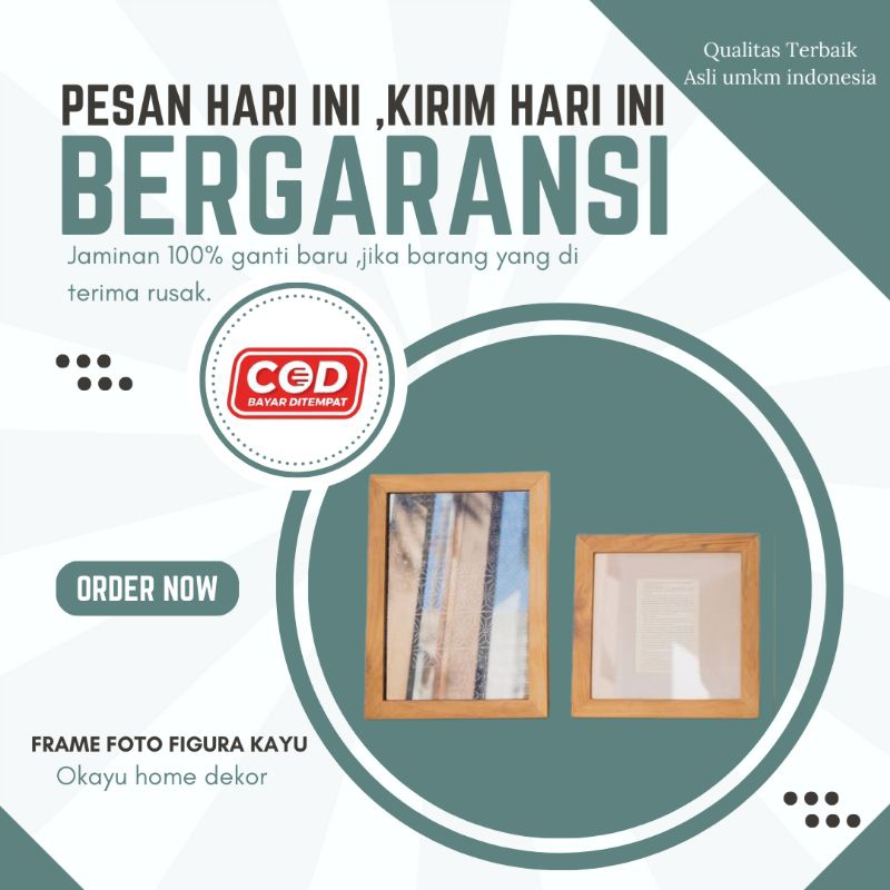 Frame foto / Bingkai foto /Pigura foto Aestetic kayu jati asli 16RS Bingkai Foto Minimalis Frame Uni