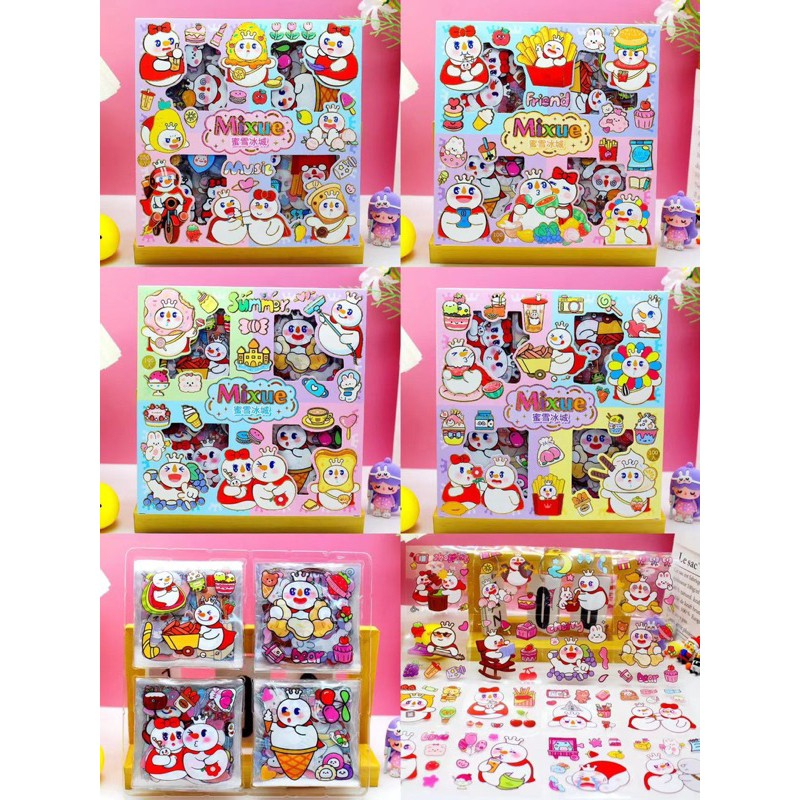 

100 Lembar Sticker Waterproof Stiker MIXUE Botol Minum Tumblr Viral/Mainan Stiker Mixue/Stiker Buku/ Tempelan Buku/Mainan Tempelan