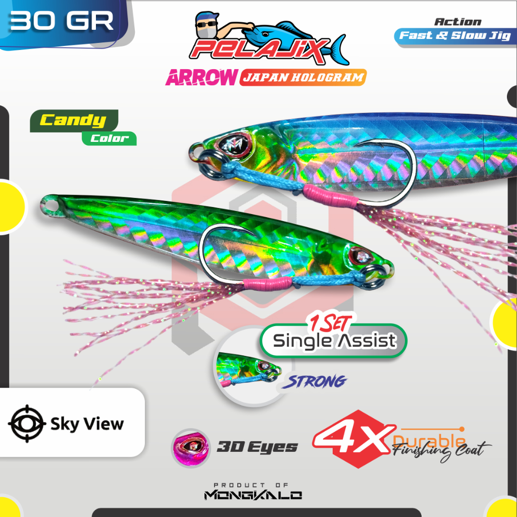 Umpan Metal Jig 30 Gram MONGKALO PELAJIX Single Assist Hook Metal Jig 30 Gram Metal Jig 30 Gram 30gr