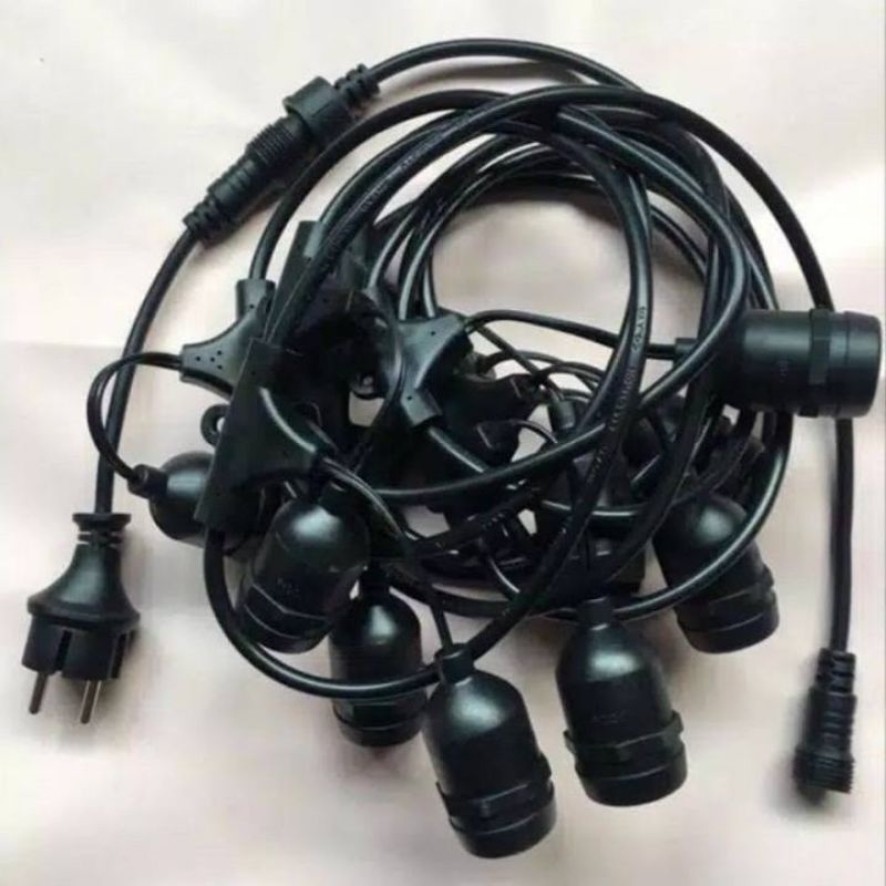 Fiting Lampu Outdoor 10m 10 lampu E-27/Fiting cafe 10m 10 lampu