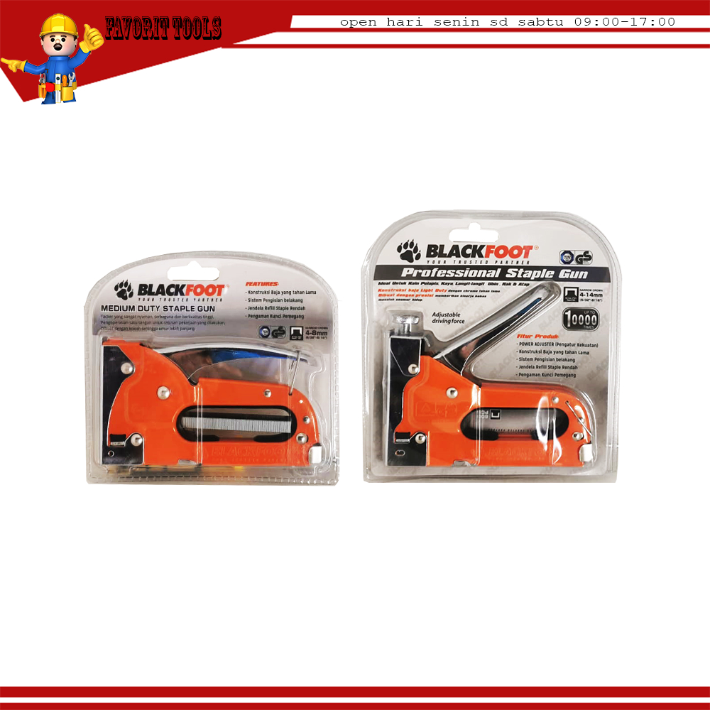 

Alat Staples Blackfoot Staples Gun 4 x 8 mm-4 x 14 mm Blackfoot