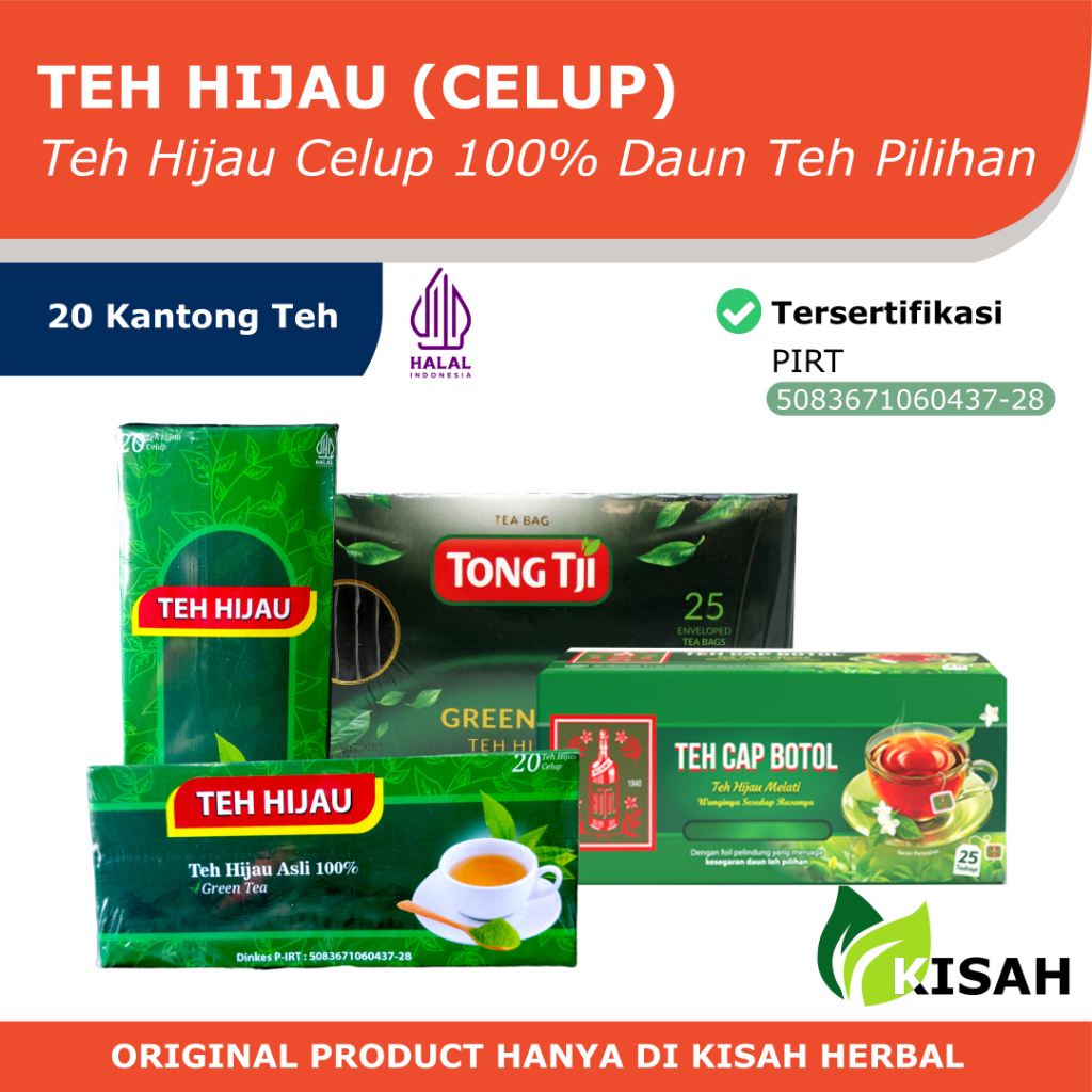 

AZEEZAH, TONG TJI Teh Hijau Celup 20 Kantong - 100% dari Daun Teh Hijau Pilihan (Cap Botol / Sariwangi)