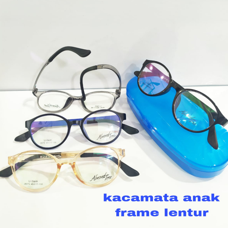Kacamata anak anak minus cylinder sd cyl 400 frame bulat lentur elastis antiradiasi