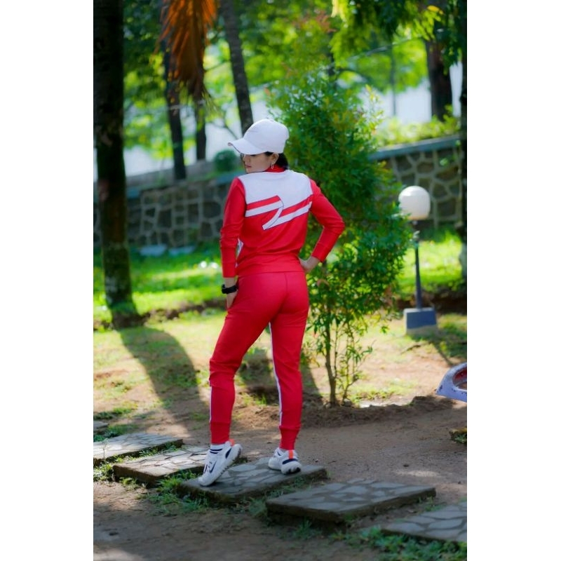 Pabrik baju senam merah putih SXB MERAH SIMPLE JACKET AND JOGGER