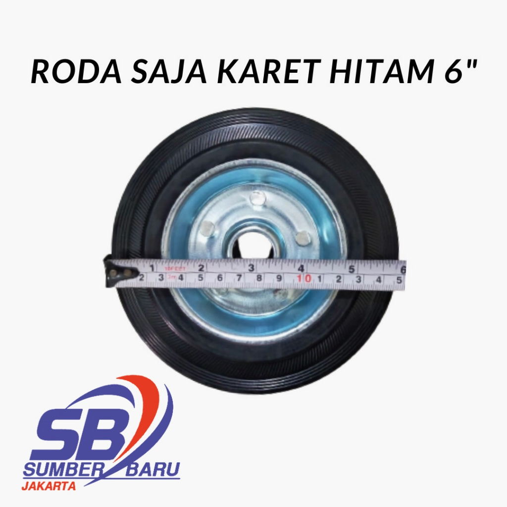 Roda Karet Hitam 6" Inch 16 cm Roda Saja PU Trolley Ban Mati Etalase Meja Gerobak Troli Wheel Only 1
