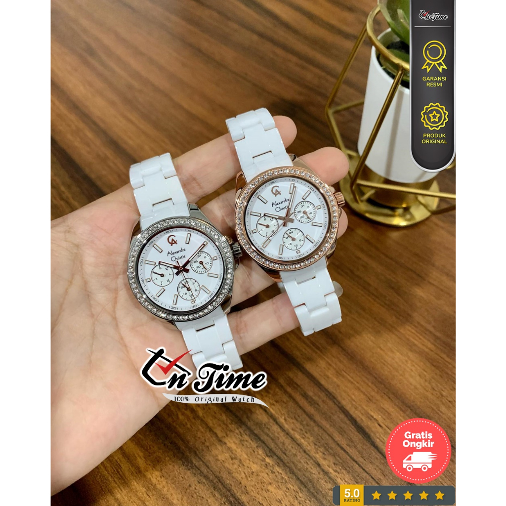 Alexandre Christie / Alexander Wanita AC 2A74 Keramik Jam Tangan Original 100%