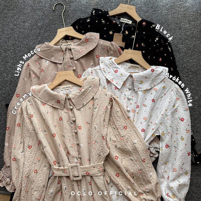 Poppy Dress by Oclo | Dress gamis wanita basic motif bunga free belt