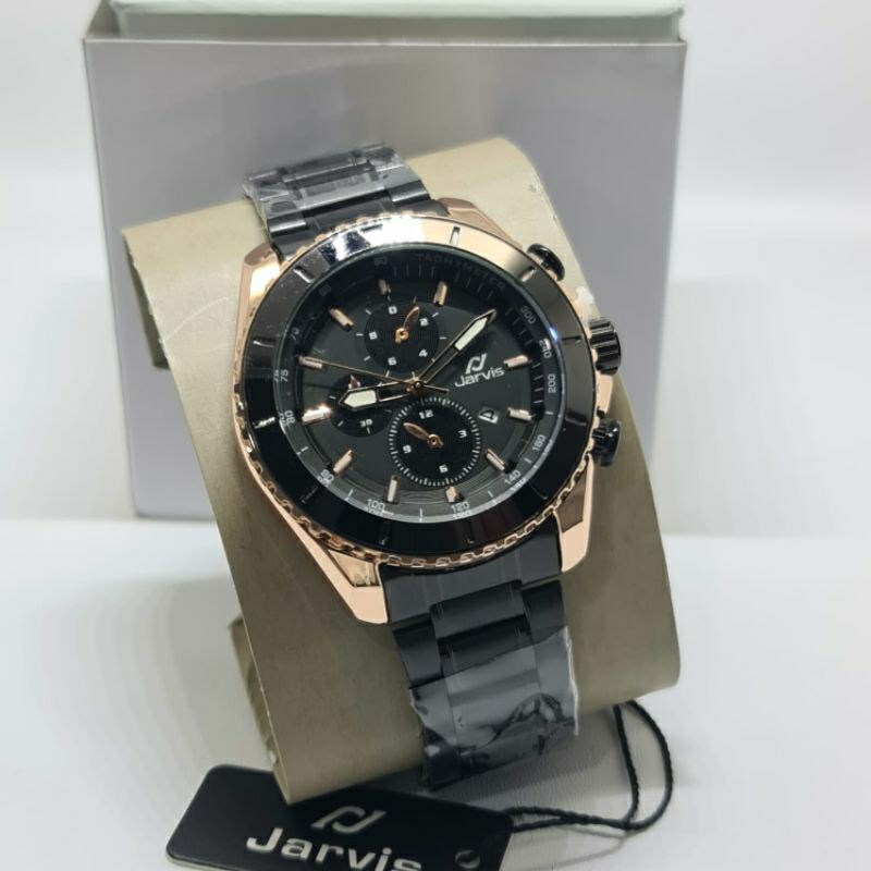 Jam tangan pria JARVIS J-9343 Rantai Black Chrono off Original