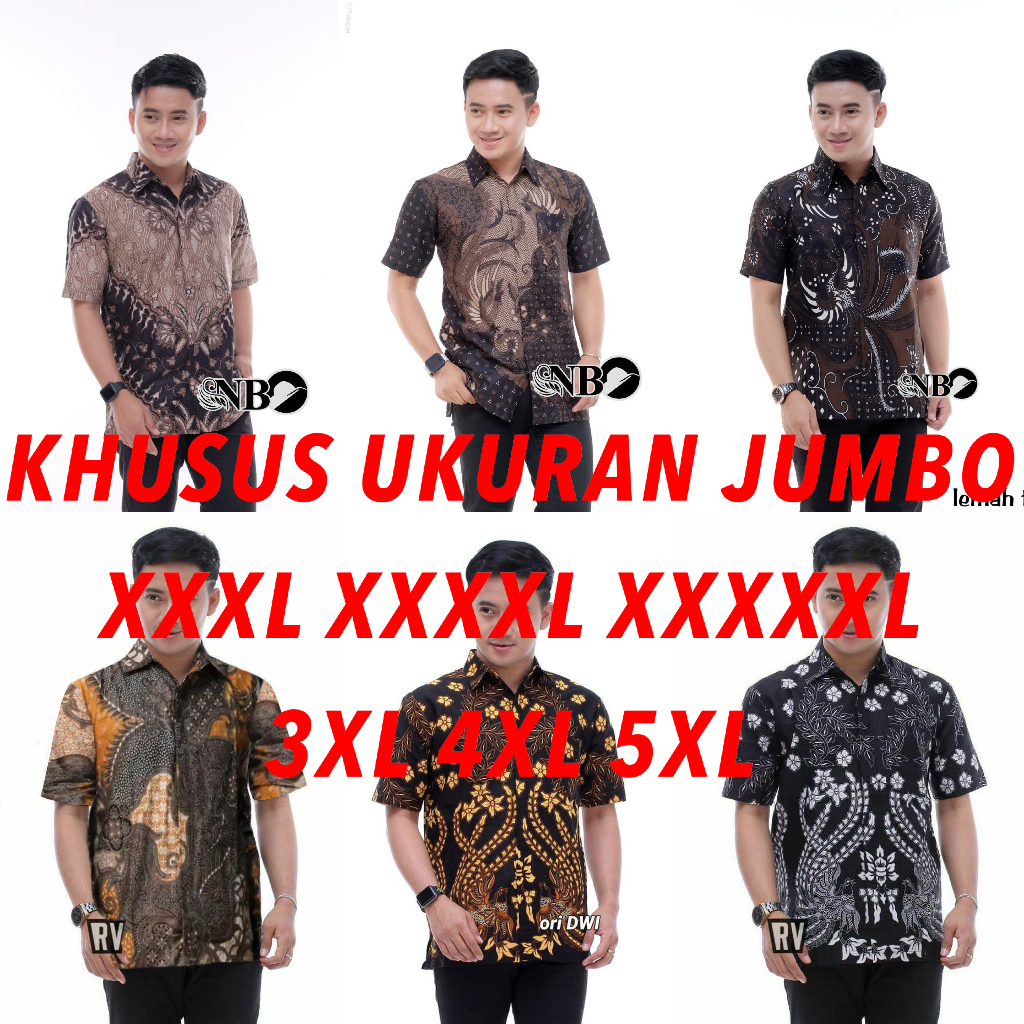 Hem Batik Pria Lengan Pendek - Baju Batik Pria - Hem Batik Pria Jumbo M L XL XXL 3XL 4XL 5XL